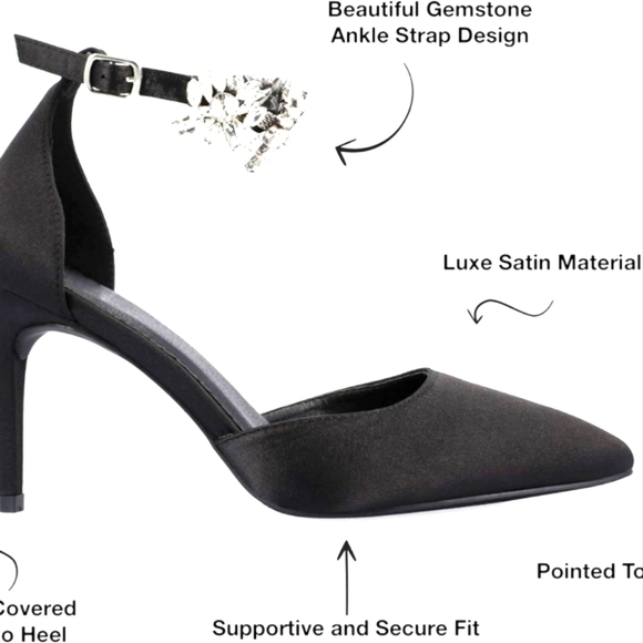 Journee Collection Womens Loxley Rhinestone Pointed Toe Heels - Picture 5 of 6